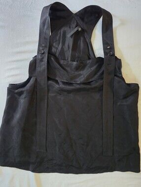 Topshop Boutique Black Apron Pinafore Cami Top Layering Low Back Grunge Goth 10